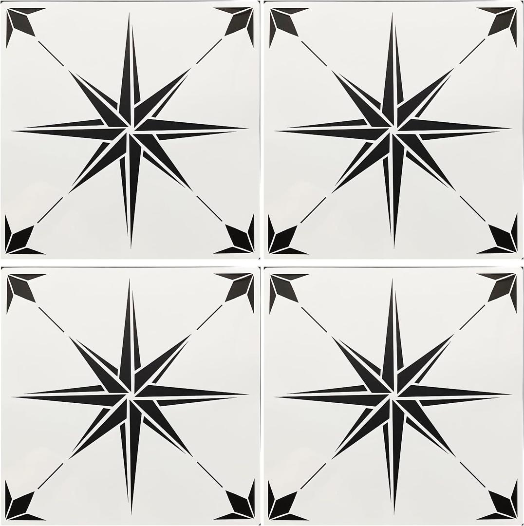 4 Pieces Reusable Tile Stencil 12 x 12 Inches - Geometric Style | DIY Wall Templates for Home Decor and Craft Projects