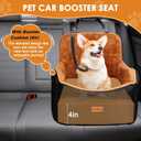 Vivifying Dog Car Seat for Small and Medium Dogs, 4" Booster Pet Car Seat with Safety Strap, Plush Travel Dog Bed for Car with Storage Pocket, Detachable Washable Cover, Fits Dogs up to 35lbs (Black)