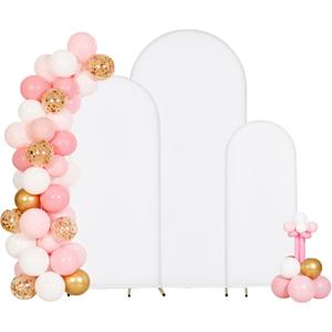 VEVOR Arch Backdrop Stand, Set of 3, 6/5/4 ft, Stable Structure, Easy Assembly, Gold Metal Arch Backdrop Stand with Cover, for Wedding, Birthday Party, Graduation, Celebration, and Ceremony Decoration