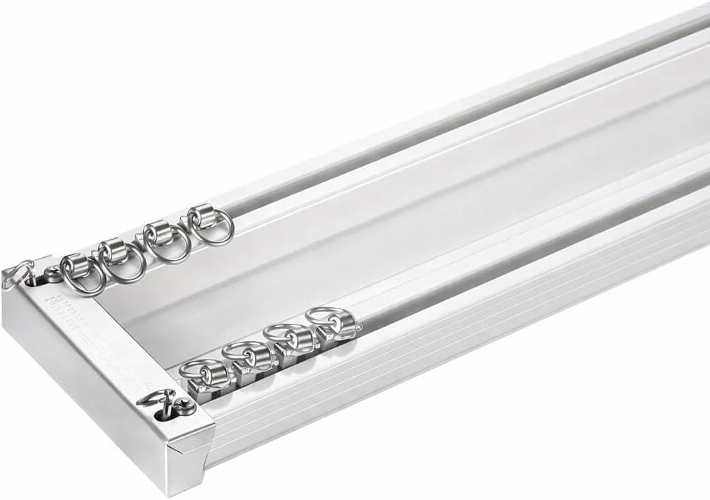 ZSHINE Heavy-Duty Curtain Conjoined Double Track rails Ceiling Mounting for Living Room Bedroom Room Divider (White 13.1ft)