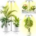Full Spectrum Grow Lights for Indoor Plants 15-62 Inches Height Adjustable Aluminum Alloy Plant Growing Lamps with Detachable Tripod Stand, Auto On/Off Timer (Full Spectrum, Three Heads)