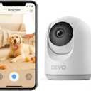 Devo Indoor Security Camera for Home, 2K 360 Pan-Tilt Pet Dog Baby Monitor Camera with Phone App, WiFi Smart Camera Motion Detection, Color Night Vision, 2-Way Audio, 256GB SD White