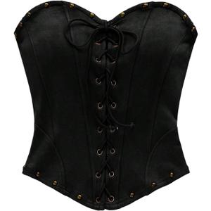 Milumia Women's Faux Suede Lace Up Tube Top Boho Strapless Sleeveless Western Crop Corset Tops, XS