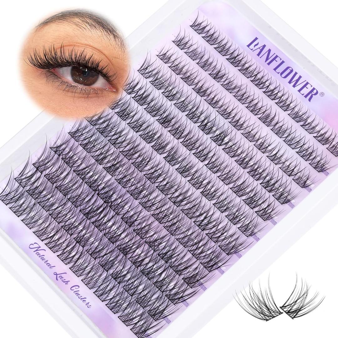 Wispy Lash Clusters Natural Eyelash Clusters C Curved Individual Lashes 10-16mm Cluster Eyelash Extensions Soft Lash Extension DIY at Home Cluster Lashes by Lanflower