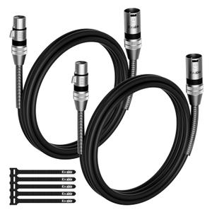 2-Pack DMX Stage Lighting Cable 10FT, 3 Pin XLR Male to Female Cable, Compatible with XLR Microphone Audio Connection, for DJ Moving Head Par Light Mic Mixer, Podcast, 22AWG OFC, 110 Ohms Impedance
