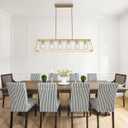 6-Light Gold Chandeliers for Dining Room | Modern Kitchen Island Light Fixture | Rectangle Chandelier for with Clear Glass Shade | Apply to Dining Room Light fixtures Over Table