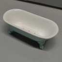 6.5" Ceramic Mini Decorative Clawfoot Bathtub Bar Soap Dish, Kitchen Sponge Holder and Shower Tray for Bathroom, 1 Pack(Bright Teal)