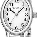 Diaofendi Petite Women's Easy Reader Watch, Analog Women Watch with Stainless Steel Expansion Band, Water Resistant (Silver, S(5.51"-7"))