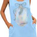 Women's Casual Sundress with Pockets -Summer Beach Holiday T-Shirts Dress Family Vacation Loose Tank Dresses(Blue,XL) (Blue, XL)
