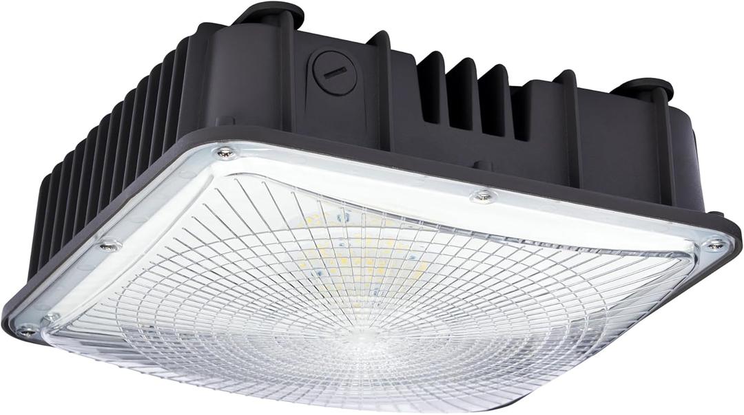 LED Canopy Light 80W, 9600lm, 100-277VAC, ETL Listed, 5000K Daylight White, IP65 Waterproof, 10.4 x 10.4, Outdoor LED Gas Station Light Fixture, Carport, Warehouse, Area & Outdoor Lighting - Brown