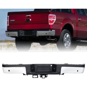 F150 Rear Step Bumper Assembly Compatible with 2009-2014 F150 W/SENSOR W/HITCH F150 Back Bumper Replacement for FO1103164(Chrome)