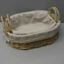 GIB Small Wicker Storage Baskets for Organizing, Decorative Woven Baskets with Handles & Liners, Boho Paper Rope Rectangular Serving Baskets Trays for Shelves, Table, Gifts, Set of 2 (Beige-Rectangular)