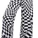IWOLLENCE Women's Casual Loose Checkered Wide Leg Pants High Waist Straight Lounge Y2K Gingham Trousers Summer XXL