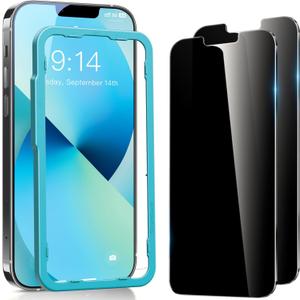 SMARTDEVIL 2Pack Privacy Screen Protector for iPhone 14 Plus/ iPhone13 Pro Max with Easy Installation Frame, 9H Anti-Spy Privacy Tempered Glass Film, Anti-Shatter, Bubble Free