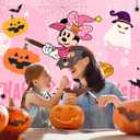 2 x Halloween Decorations Banner, 5x3Ft Cartoon Mouse Theme Happy Halloween Backdrop with Bat, Spider And Pumpkin for Party Decorations Indoor Outdoor