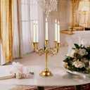 Rely+ 5 Arm Candelabra Taper Candle Holders Decorations Indoor Kitchen Dcor Table Candles Candlestick Candelabra Centerpiece (Gold)