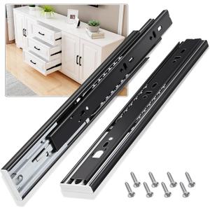 Push to Open Drawer Slides 1 Pair Full Extension 12 14 16 18 20 22 24 inch Side Mount Pull Out Kitchen Cabinet Rails Bracket Replacement Ball Bearing Tracks kit Guide Runner 100 LB Capacity