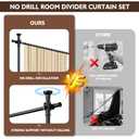 GONNRLY Room Divider, No Drill Privacy Curtain Set with Retractable Rod, Tool-Free Blackout Room Divider Curtain for Bedroom Beige-100 W x 84" L(Pack of 2)
