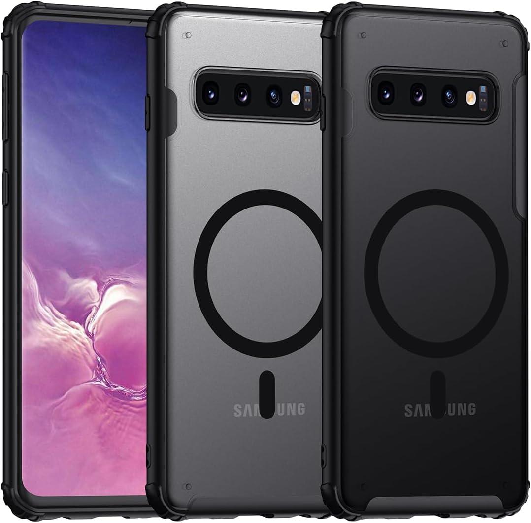 TIANNIUKE Magnetic Case for Samsung Galaxy S10 Plus, Translucent Matte Anti-Fingerprint,Compatible with MagSafe,Slim Fit Shockproof Protective Phone Case for Galaxy S10 Plus Case (Transparent Black)