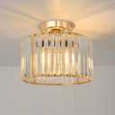 ANWIO Modern Crystal Ceiling Light Fixture, Gold Crystal Chandelier Hallway Light, Semi Flush Mount Ceiling Light for Kitchen Bedroom Porch Bathroom, Fit E26 Base Bulbs, 1-Light, 10.4inch