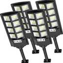 Solar Street Lights Outdoor Waterproof, 6000K LED Dusk to Dawn Solar Light, Flood Lights with Motion Sensor and Remote Control, Parking Lot Light 4-Pack