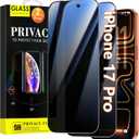 Oterkin 2 Pack Privacy Screen Protector for iPhone 17 Pro 6.3'' Tempered Glass Private Saver Anti-Spy Eye Protection Full Coverage Anti-Scratch Case Friendly
