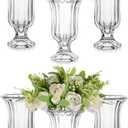 Glasseam Crystal Vases for Flowers, 7.5in Tall Vase Set of 6, Clear Glass Compote Vases and Ribbed Pedestal Bowls for Living Room Decorations Dining Table Home Decor