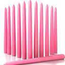 CANDWAX 10 inch Taper Candles Set of 12 - Dripless Taper Candles and Unscented Candlesticks - Perfect as Dinner Candles and Easter Candles - Pink Candles