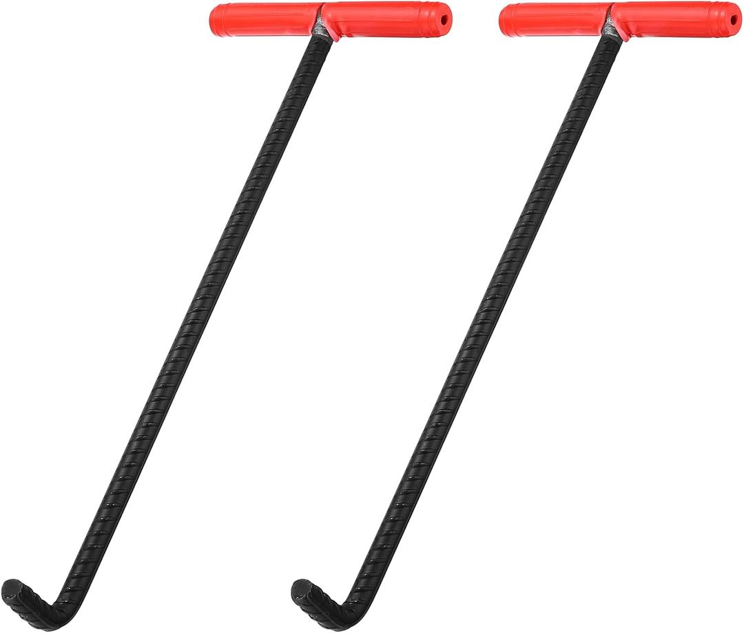PATIKIL 2 Pcs Manhole Hook 18" T-Shaped Lid Manhole Cover Lifter Black