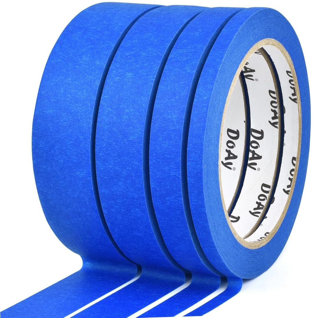 4 Pack Blue Painters Tape - Masking Tape 0.25", 0.50", 0.75", 1" Wide - Multi-Surface, Smart Adhesion, Multi-Size Pack - 360FT Total - Paint Tape for DIY, Labeling, Art, Car (#3910)
