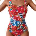 Aidonger Women's One Piece Ruched Tummy Control Bathing Suit Slimming Swimsuit Full Coverage Swim Suit Curvy Swimwear L
