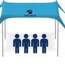 SUN NINJA Beach Tent Sun Shelter UPF50+ - Easy Pop Up Beach Canopy - Outdoor Shade for Camping Trips, Fishing, Backyard Fun Picnics - Sand Shovel, Ground Pegs & Stability Poles (7x7.5 FT 4 Pole, Turquoise)