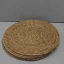 Set of 6 Round Woven Placemats - 13.8 Inches Natural Boho Rattan Wicker Table Mats for Home Dining Table