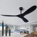 60 Ceiling Fans with Remote Control, No Lights, Modern Reversible DC Motor Indoor Outdoor 3 Blade Ceiling Fan for Patio, Living Room, Bedroom and Farmhouse (Black)