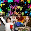 Avezano Glow Neon Birthday Backdrops Glow in The Dark Happy Birthday Party Background Decorations Colorful Graffiti Splash Paint Banner for Kids Birthday Supplies(7x5ft)
