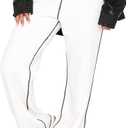 DISCIPBUSH Track Pants Women Sweatpants Lounge Pants (White, L)
