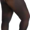 Frola Plus Size Tights for Women Semi Opaque Control Top High Waist Stockings 60 Denier Women's Pantyhose 2X 3X 4X 5X (XX-Large Plus, Black)