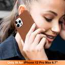 for iPhone 12 Pro Max Case with Screen Protector, Liquid Silicone Shockproof Protective Women Girls Phone Cover Case for iPhone 12 Pro Max, Middle Brown