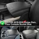 KBH Center Console Armrest Cover for 2019-2026 Dodge Ram 1500 2500 3500 5th Gen, Floor Console Bucket Seat, Arm Rest Cushion Pad Protector, Vinyl Leather, Black-Red Stitches
