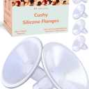 Cushy Silicone Flanges, Breast Shields - Replacement Pump Parts - for Spectra, Lansinoh, Medela Pumps - Great for Elastic Nipples - Double (2 Pack) - 21, 24, 27, 30 mm