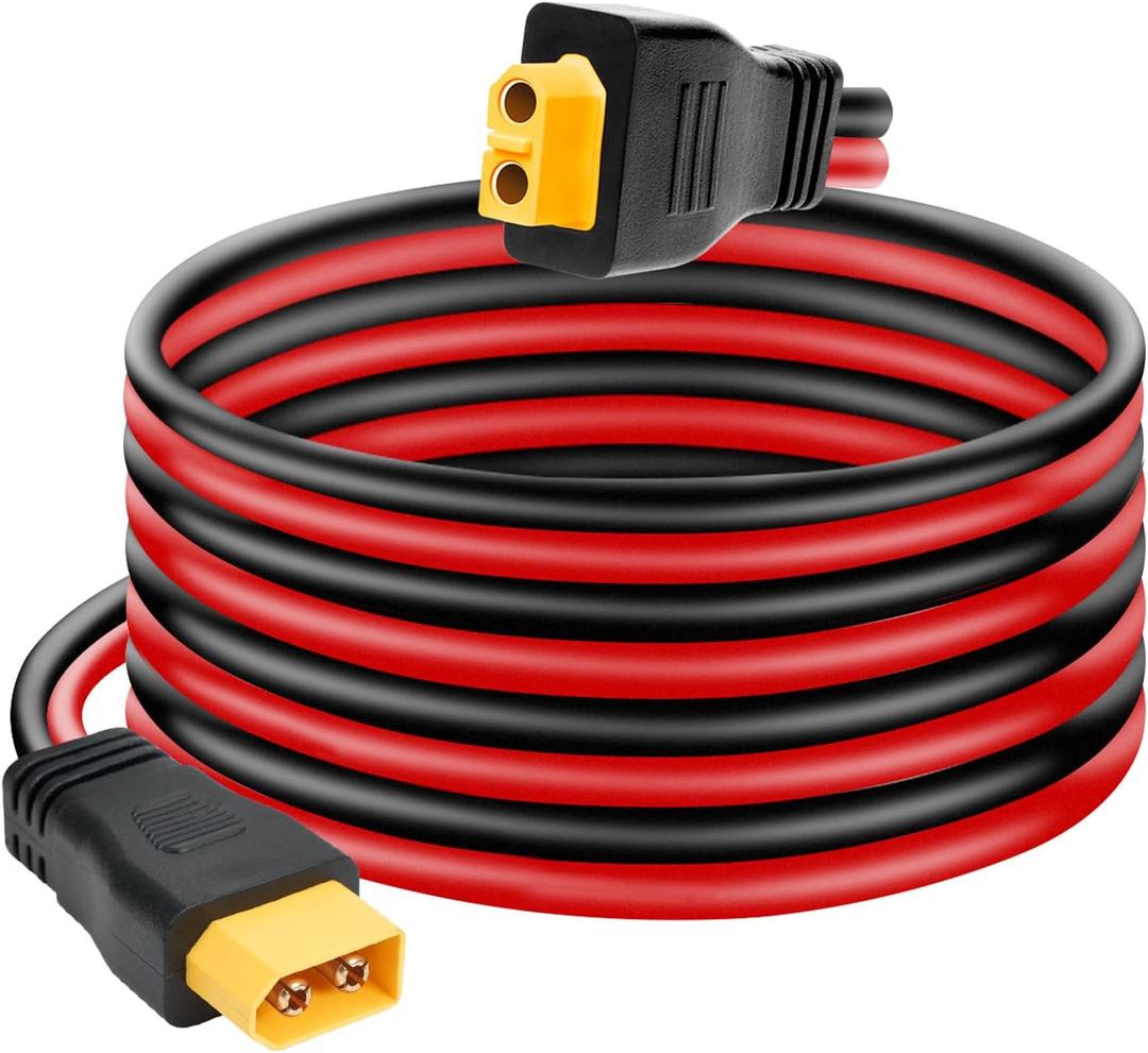 Ansoufien 10AWG XT60 Extension Cable 5FT, XT60 Cable with Male to Female Connector for Portable Power Station Solar Panel RC Battery