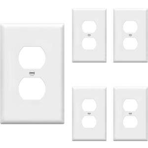 ENERLITES Mid-Size Duplex Receptacle Outlet Wall Plate, Electrical Outlet Covers Plates, Midway Size 1-Gang 4.88" x 3.11", Polycarbonate Thermoplastic, UL Listed, 8821M-W-5PCS, White (5 Pack)