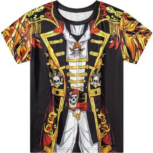 Toddler Boy Cowboy Pirate T-Shirt Halloween Thanksgiving Party Novelty Funny Short Sleeve Tee (Gold)