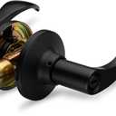 Berlin Modisch Privacy Lever Door Handle [Thumb Turn Lock on The Inside] for Bedroom or Bathroom with a Iron Black Finish, Reversible for Right & Left Side, Classic Series