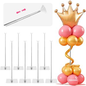 Metal Balloon Stands for Table, Adjustable Height 15.75 Inch to 33 Inc Reusable Table Balloon Stand Kit for Tabletop Centerpiece Party Decorations (8 Pack)