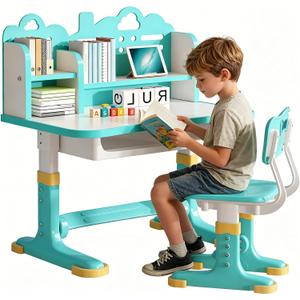 Kids Study Desk and Chair Set 3-12 - Height Adjustable Children Study Table