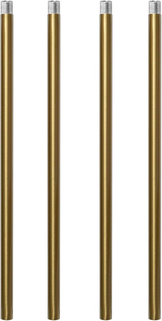 Brushed Brass M10 Threaded Extension Rod for Pendant Light, Island Lighting, Chandeliers,Lighting Fixture downrods & Stems,12 Inches 11.4mm OD (0.449″) x 300mm L (11.81″)