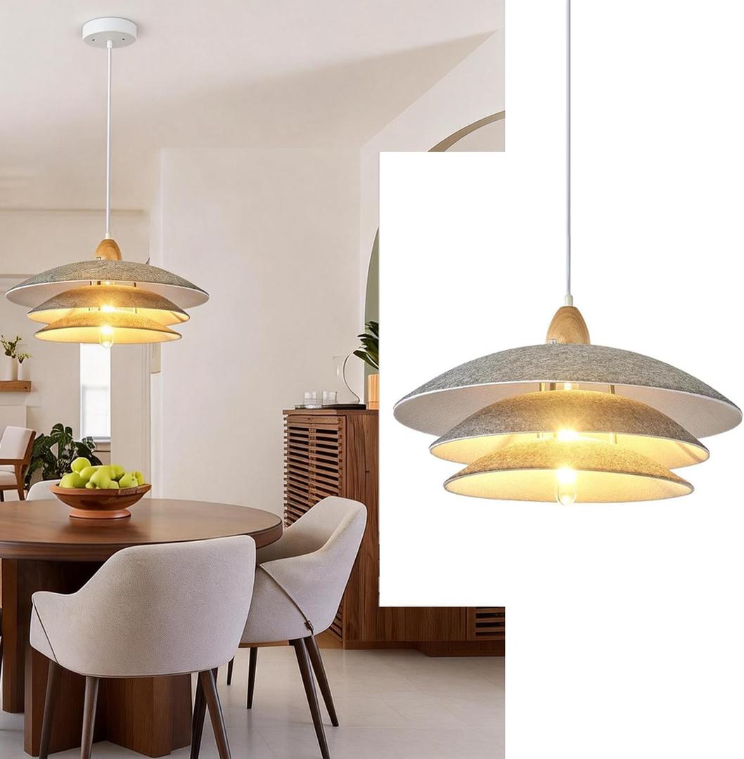 18" Distinctive Farbic Pendant Light Fixtures, Modern Dining Room Chandelier, Adjustable Hanging Height, Farmhouse Chandelier for Kitchen Island, Living Room, Bedroom and Shop
