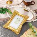 GlikCeil 3 Pcs 4 x 6 Vintage Picture Frame Trim Antique Ornate Resin Photo Frame with Easel and Hook for Tabletop Wall Art Decor Display Home Office (Gold)