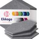 Acoustic Panels 12-Pack Soundproof Wall Panels 14"X12.1"X0.4" Sound Panels High Density Sound Dampening Panels - [Pebble Gray Hexagon]